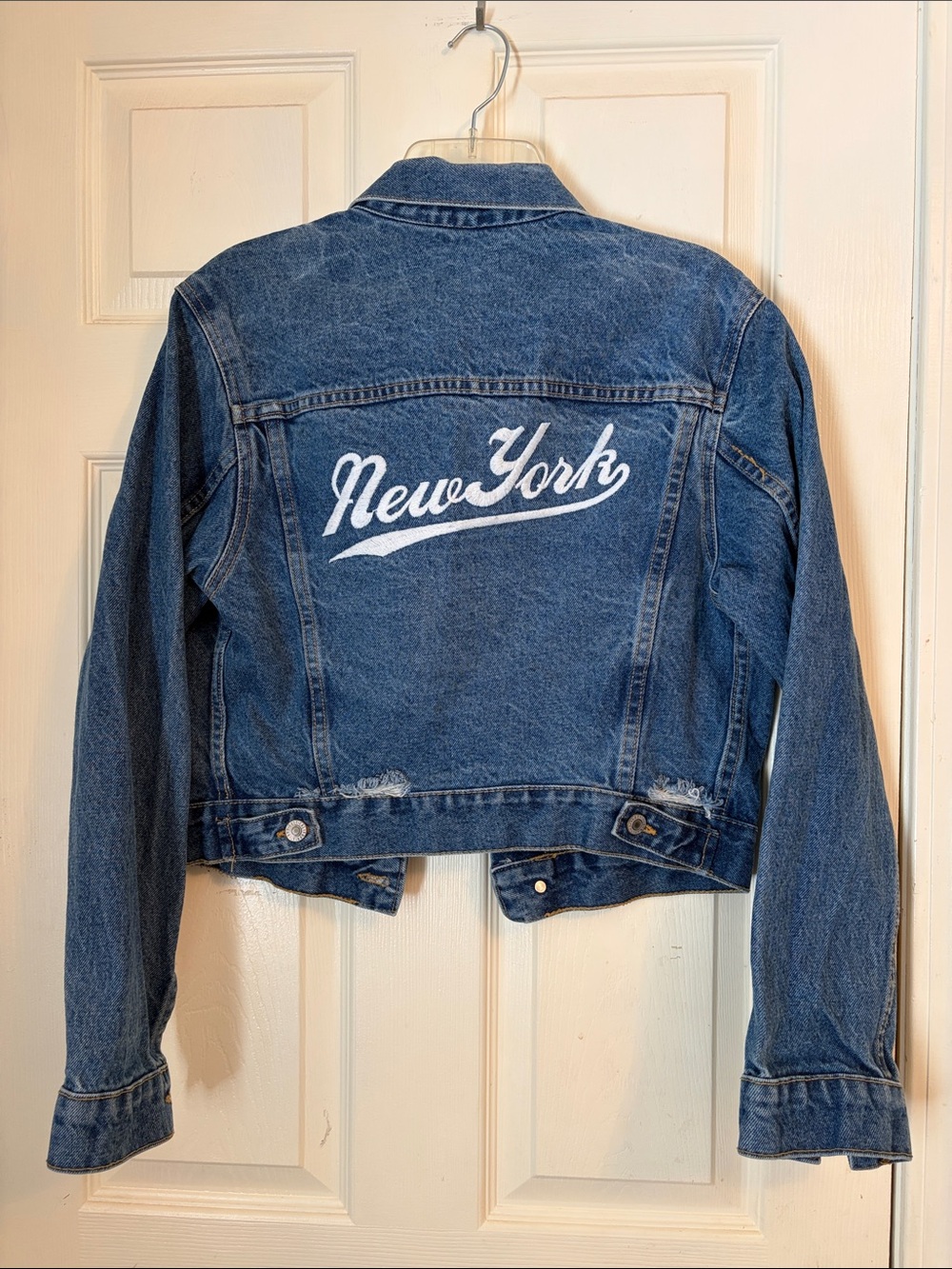 John Galt Brandy Melville Denim Embroidered “New York” Jacket